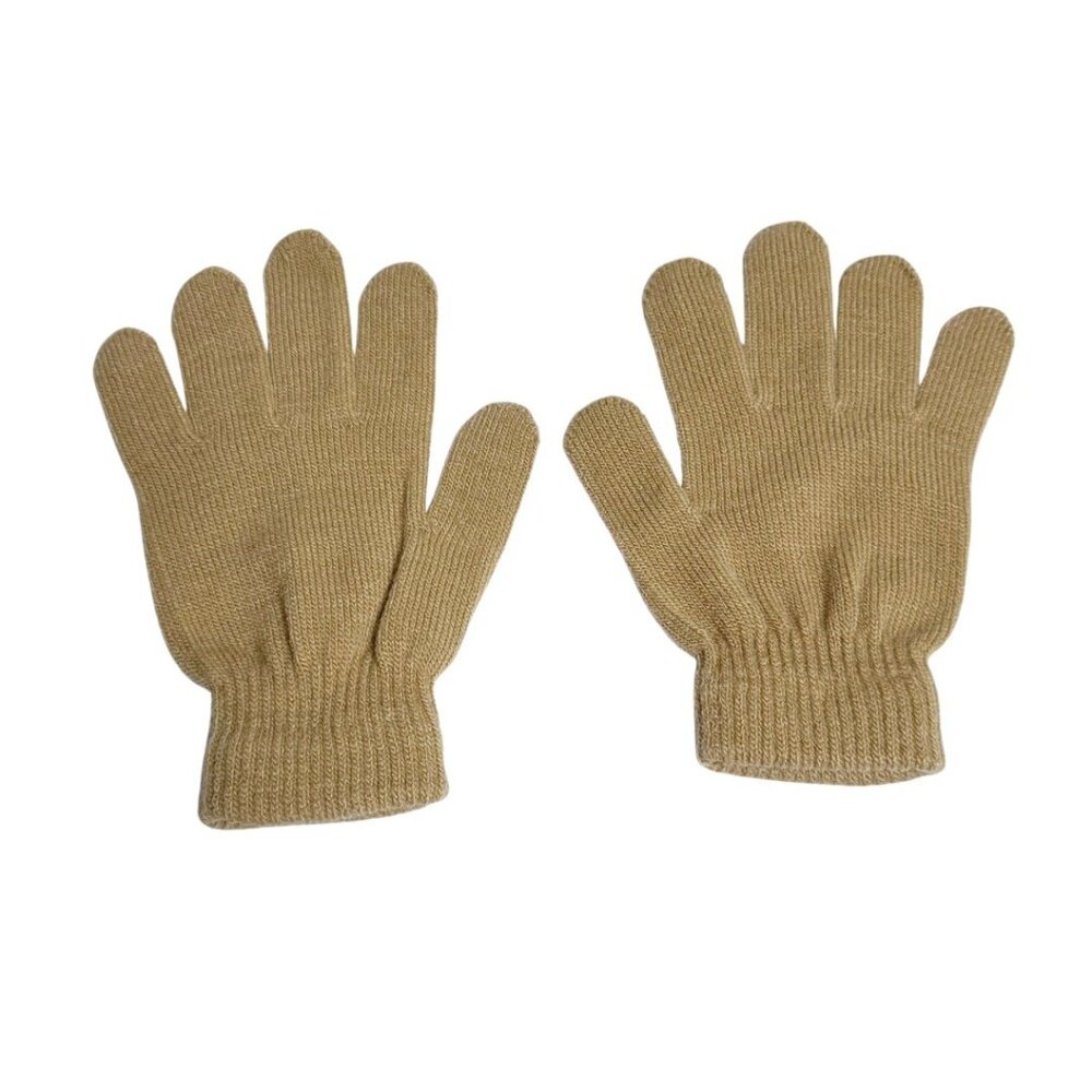 Beige Tan Womans Small Knit Gloves Minimalist Warm Comfy Winter Normcore